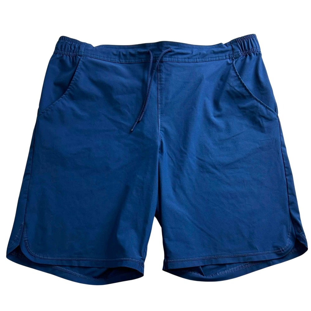 Lands End Womens Blue Active Shorts Elastic Waist Drawstring Pockets Size 14